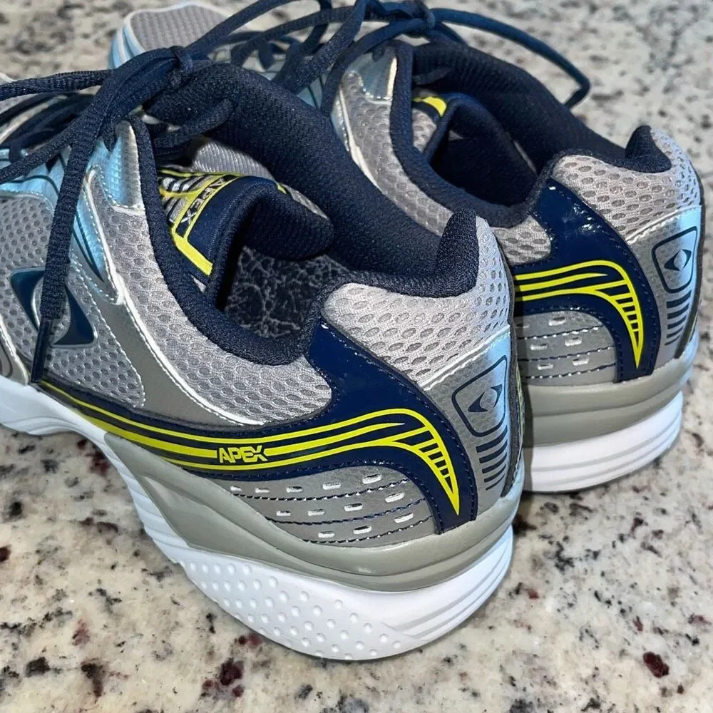 Apex Mens Lace Up Mesh Athletic Boss Runner Active Shoes Silver Blue‎ Size 12.5